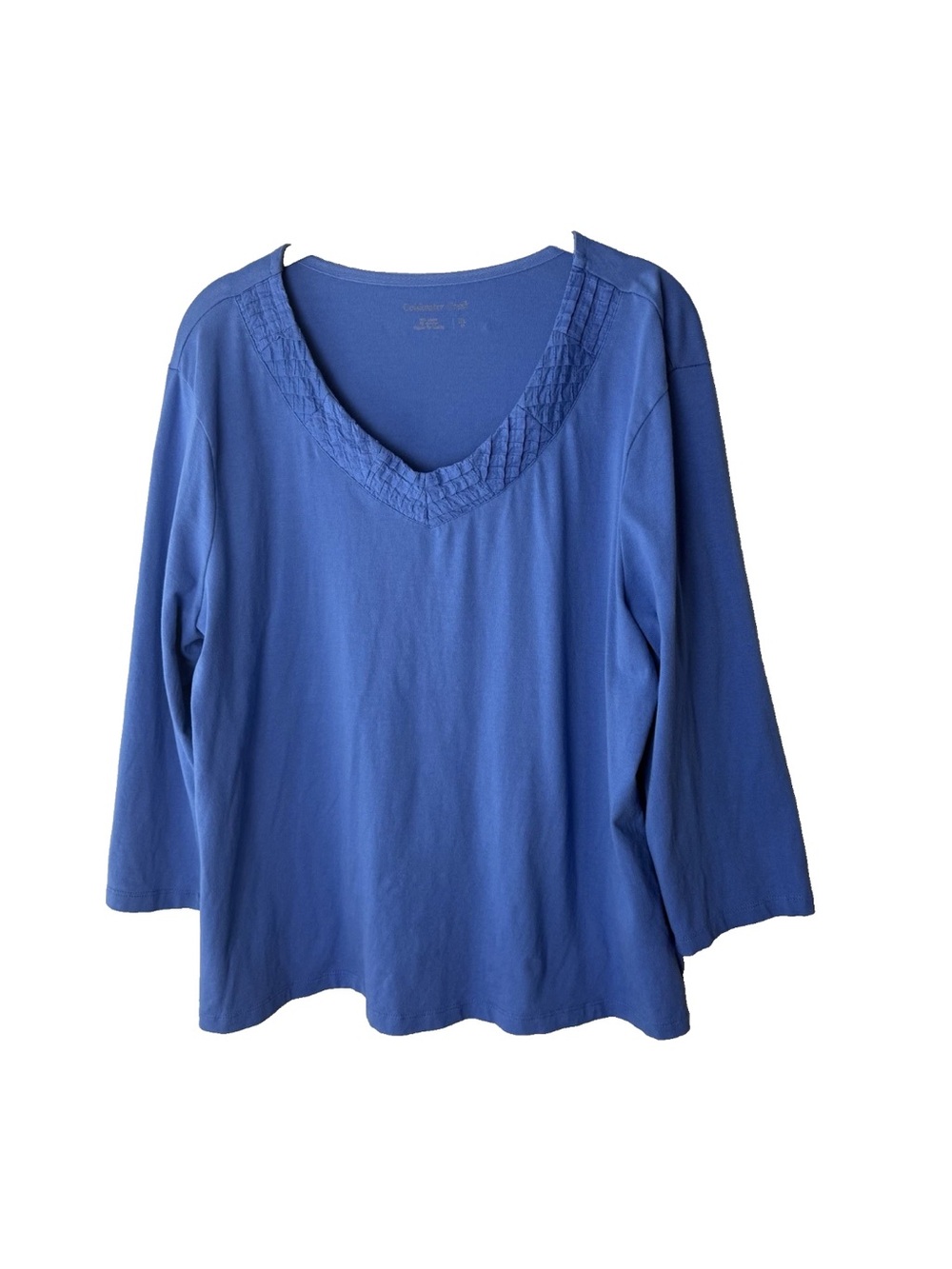 Coldwater Creek Top Size XL 3/4 Sleeves Cotton Spandex Blend V-Neck Periwinkle